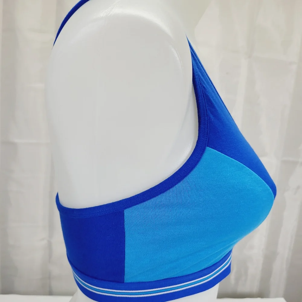 * Fruit of the loom size 36 racer back paddless wireless sports bra  blue - Picture 2 of 5